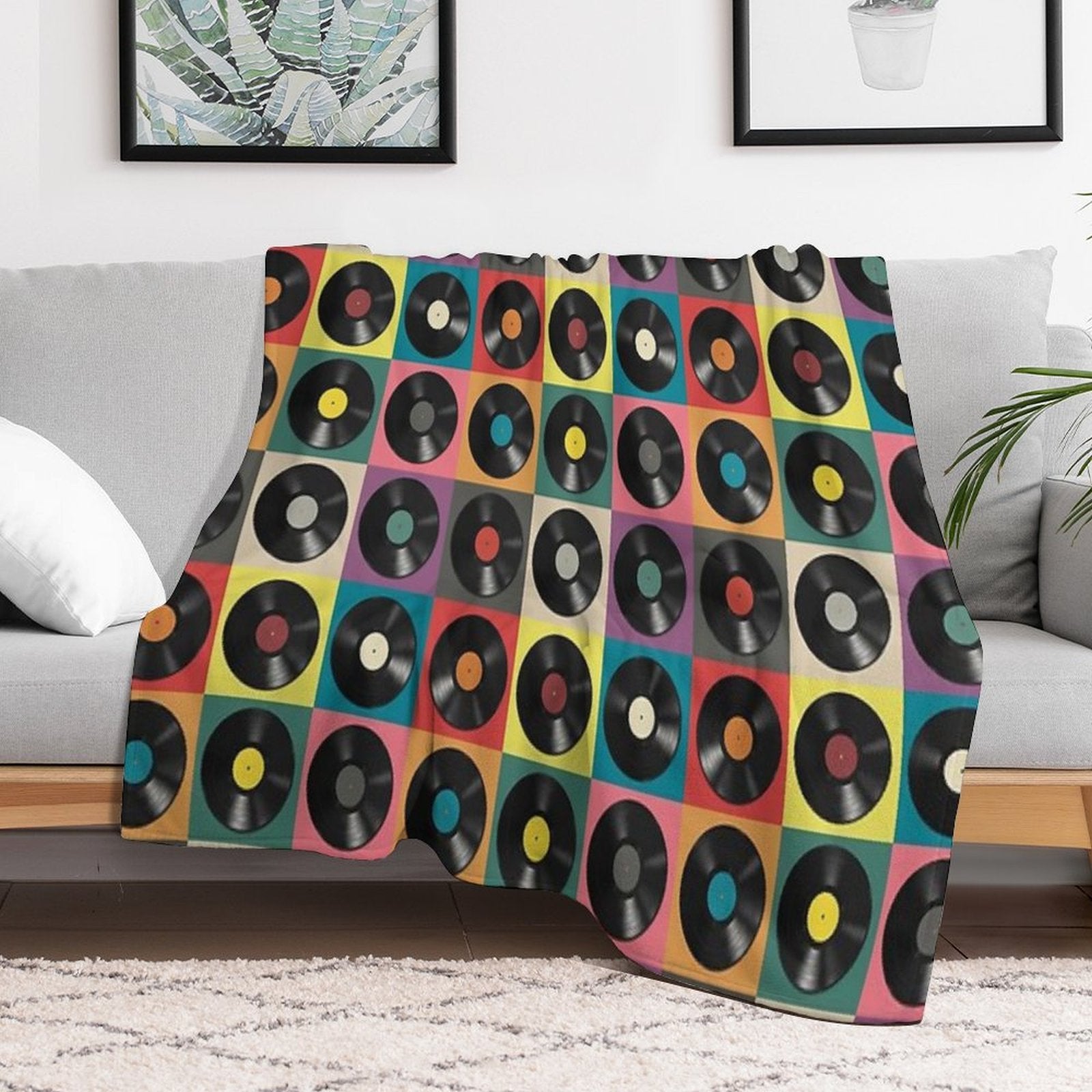 Discjockey Pattern  DJ Music Vinyl Turntables Travel-friendly Throw Blanket