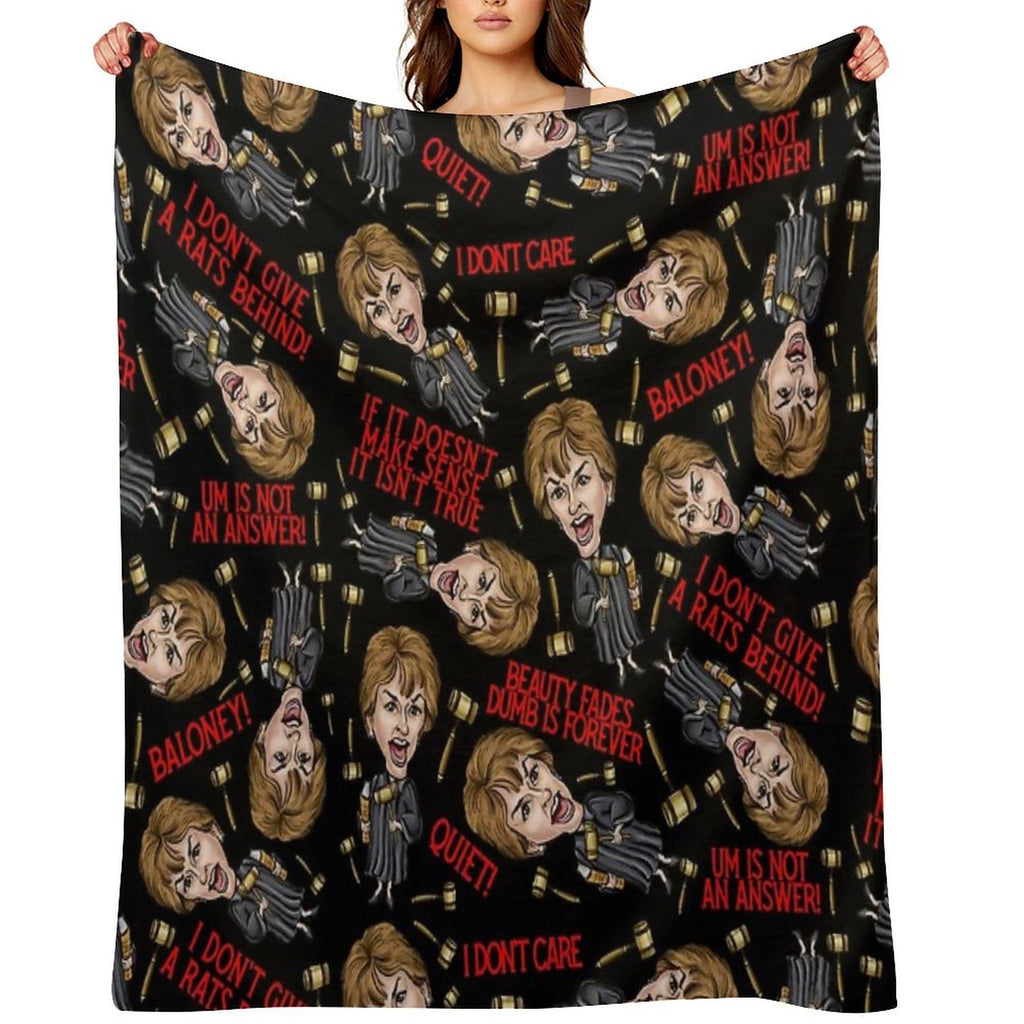 Black  Judge Judy Print Eco-conscious Throw Blanket