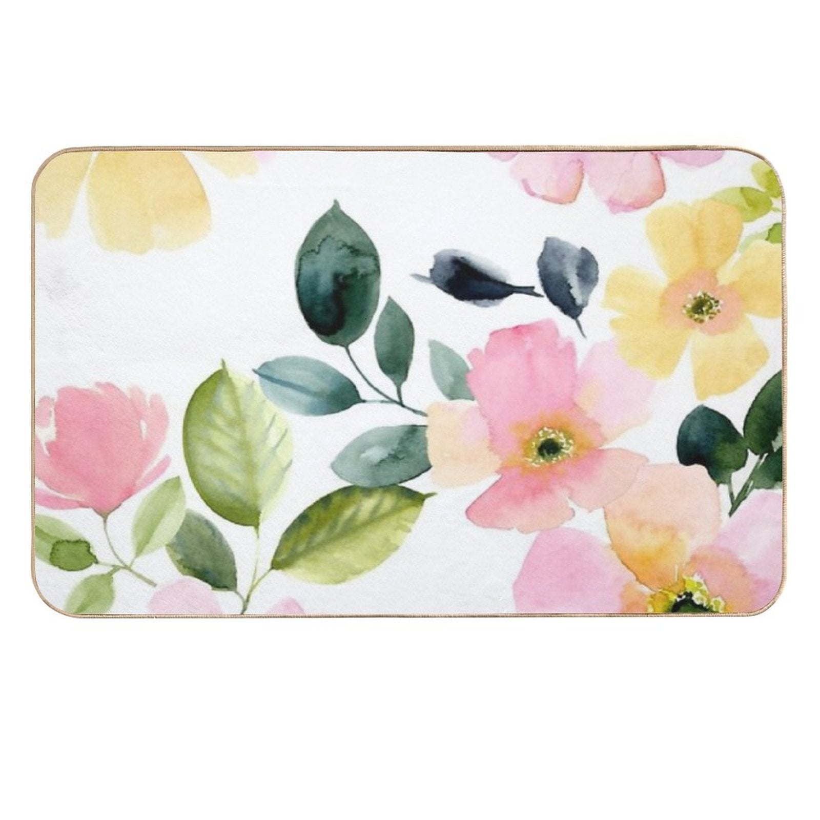 Floral Watercolor Prints  Long-Lasting Bath Mat