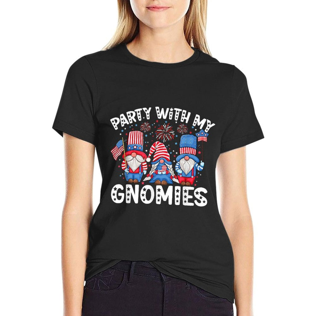 USA American Patriotic Gnomes Celebrating 4th of July Comfortable T-Shirt