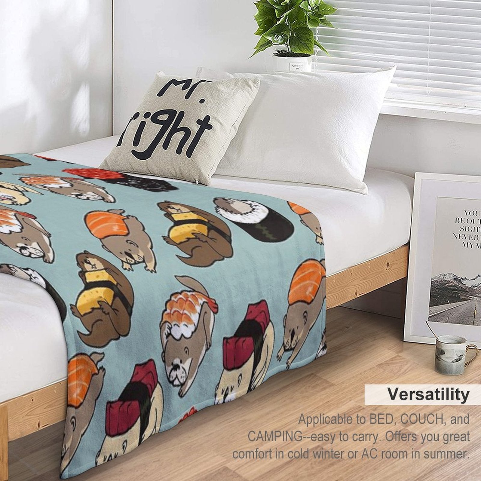 Sushi Otter Plush Throw Blanket