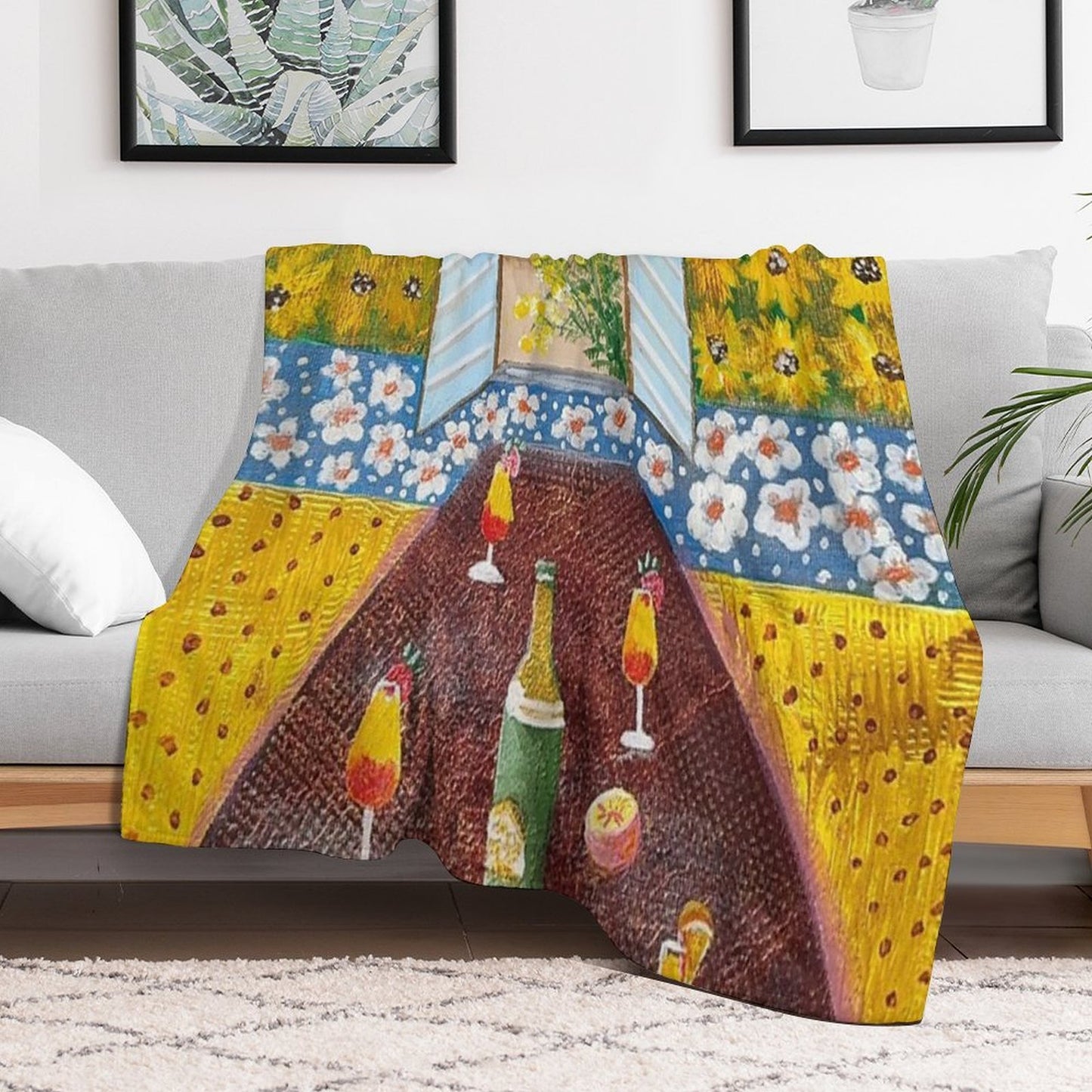 Mimosas And A Sea View Machine-washable Throw Blanket