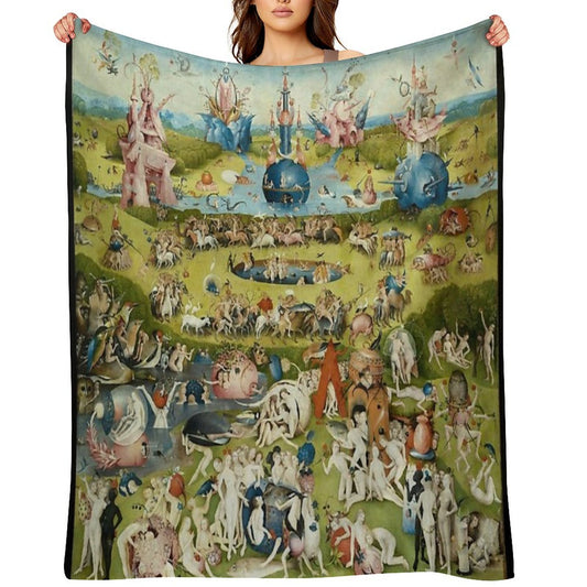 The Garden of Earthly Delights Full Image Sustainable Throw Blanket