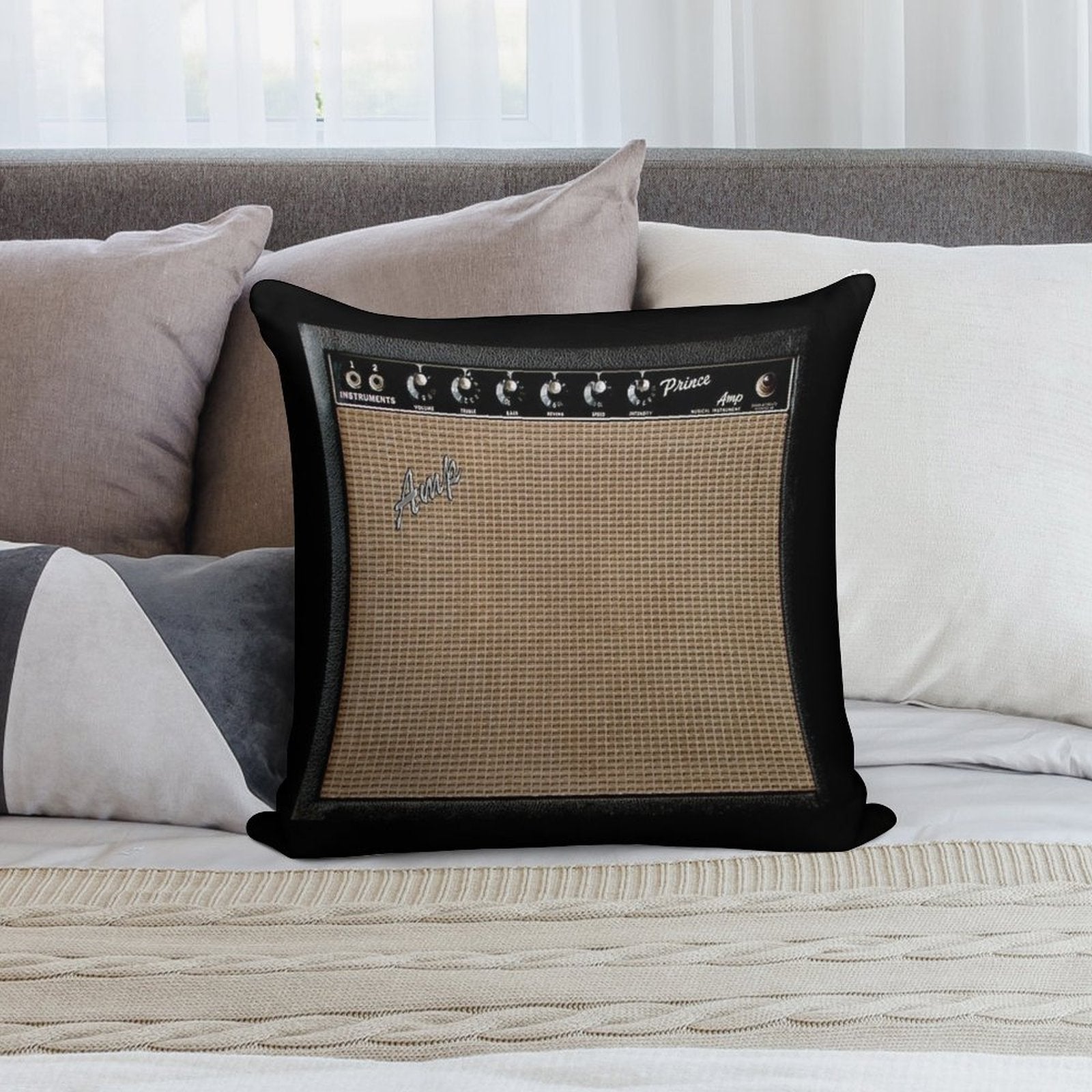 Guitar AmplifierAmp Great for MusicianGuitar Player! Soft Skin-Friendly Throw Pillow