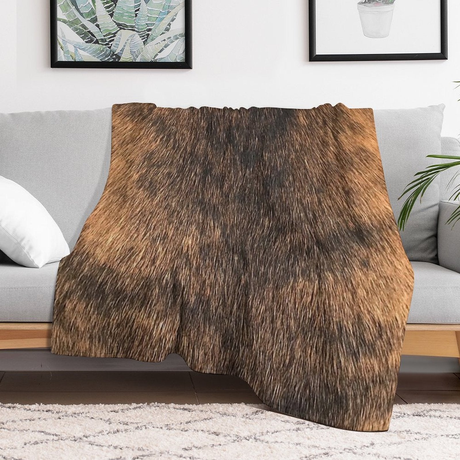 Brindle Animal Print, Brown Brindle Dog Easy Care Throw Blanket