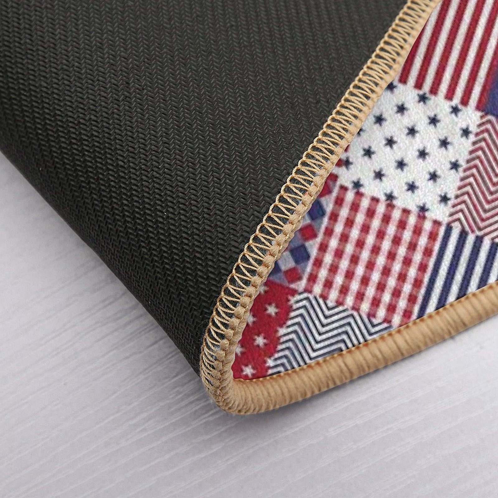USA Americana Diagonal Red White & Blue Quilt  Versatile Bath Mat