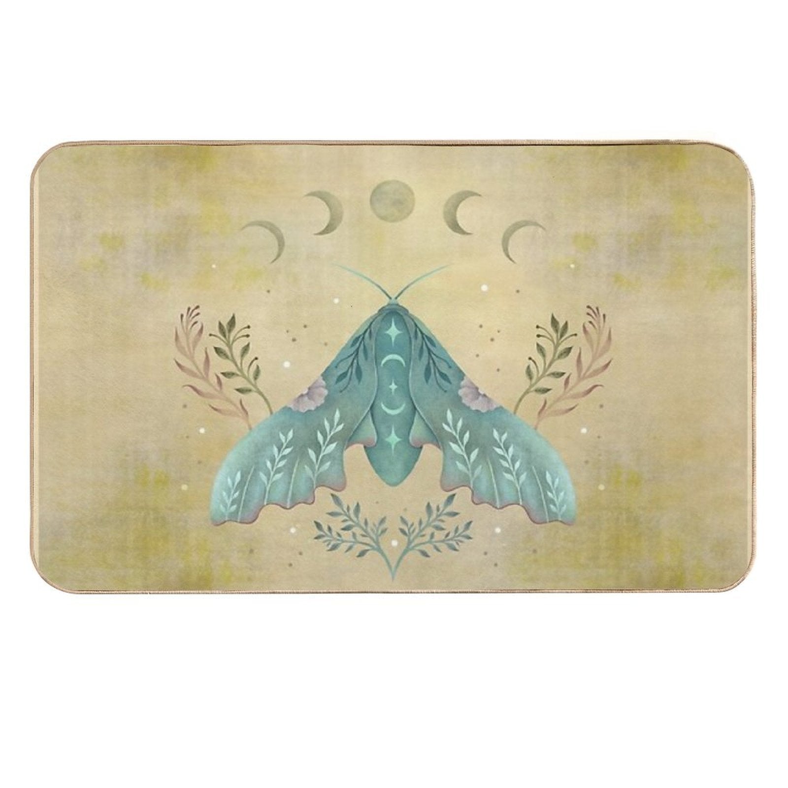 Luna And Moth - Oriental Vintage  Repositionable Bath Mat