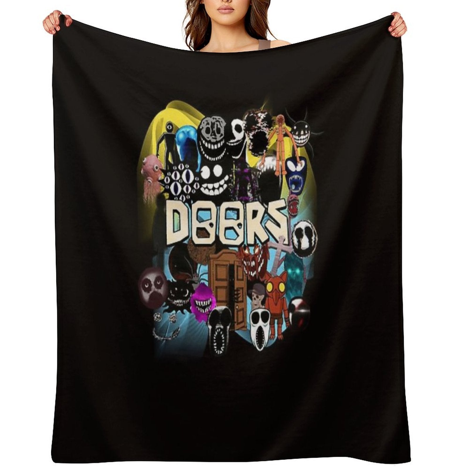 Doors All The Entities New Doors Game Update Multi-functional Throw Blanket