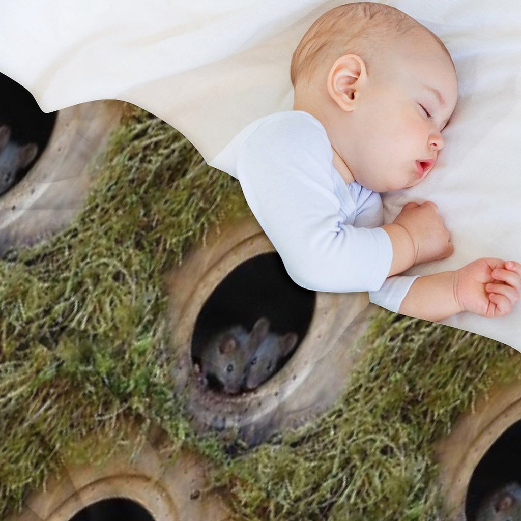 Two Baby Mice in The Log Pile All-season Throw Blanket