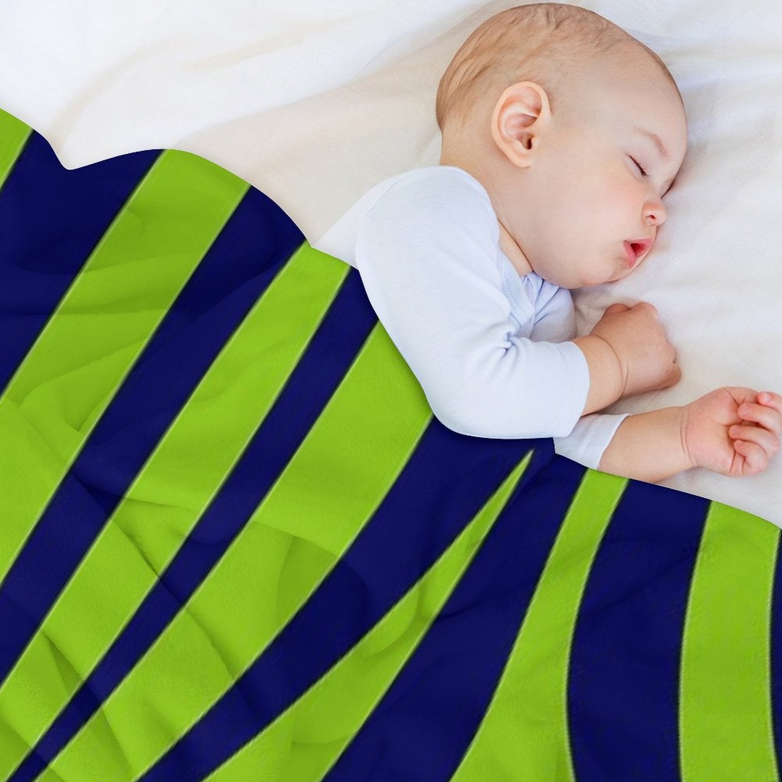 Maldives Abstract Leaves Pattern in Lime Green And Bright Navy Blue Travel-friendly Throw Blanket
