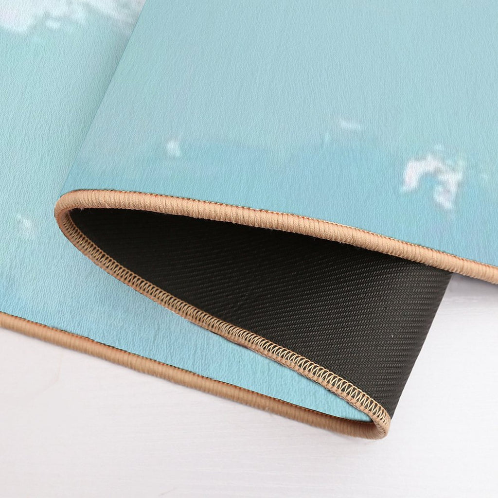 Light Blue And Shades of Blue Wavy Stripes  Long-Lasting Bath Mat