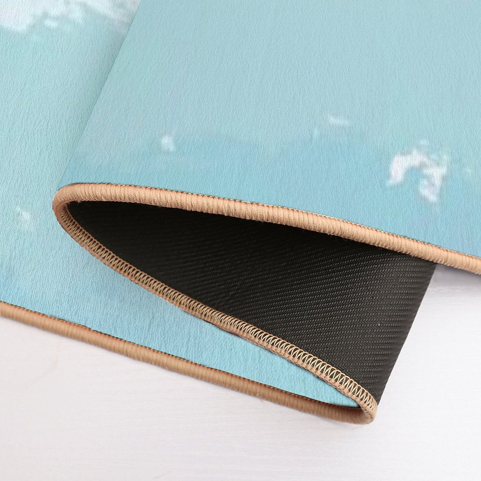 Light Blue And Shades of Blue Wavy Stripes  Long-Lasting Bath Mat