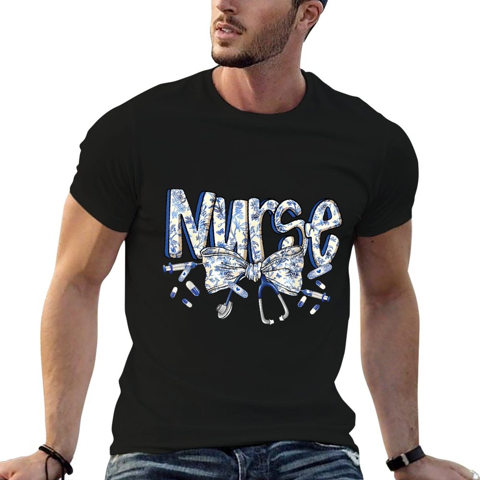 Nurse Coquette Bow Blue Stethoscope Nursing Medical Doctor  Affordable Price T-Shirt