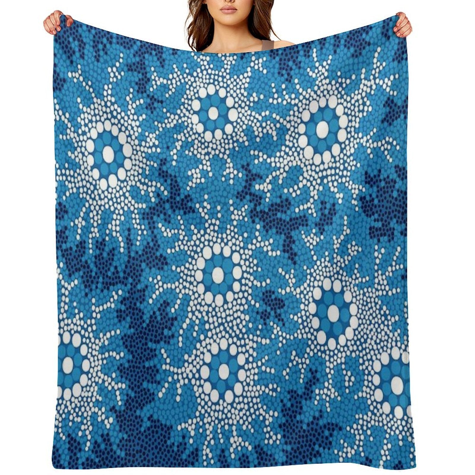Aboriginal Art Authentic - Waterhole Dreaming Velvety-soft Throw Blanket