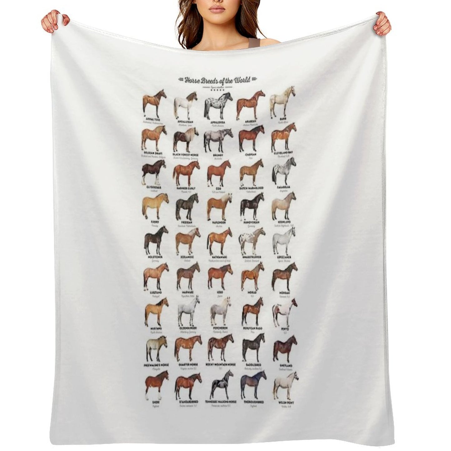 Horse Breeds Of The World Multi-functional Throw Blanket