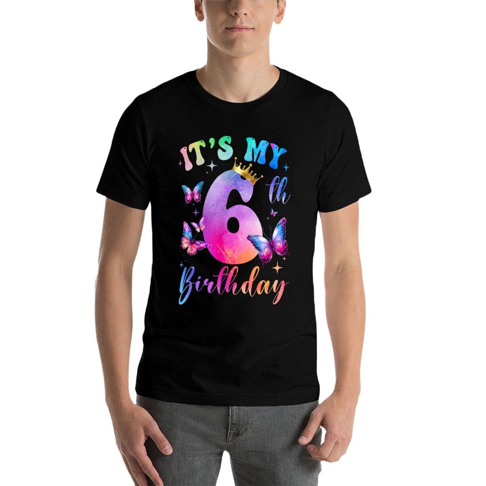 Its My 6Th Birthday Girls Butterfly Theme Party 6 Year Old  Summer-ready Fabric T-Shirt