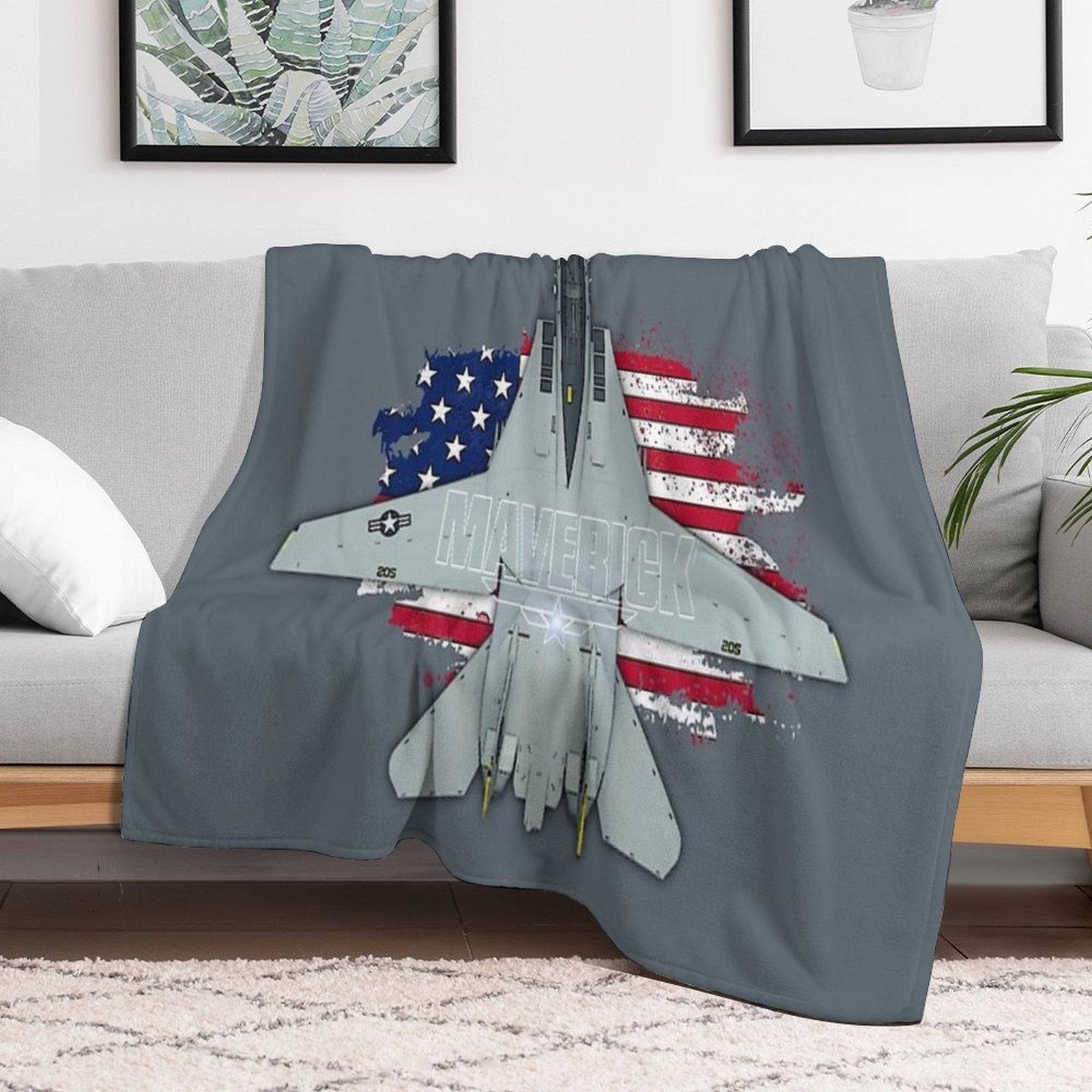 Maverik - Vintage Top Gun F14 Tomcat Premium Throw Blanket