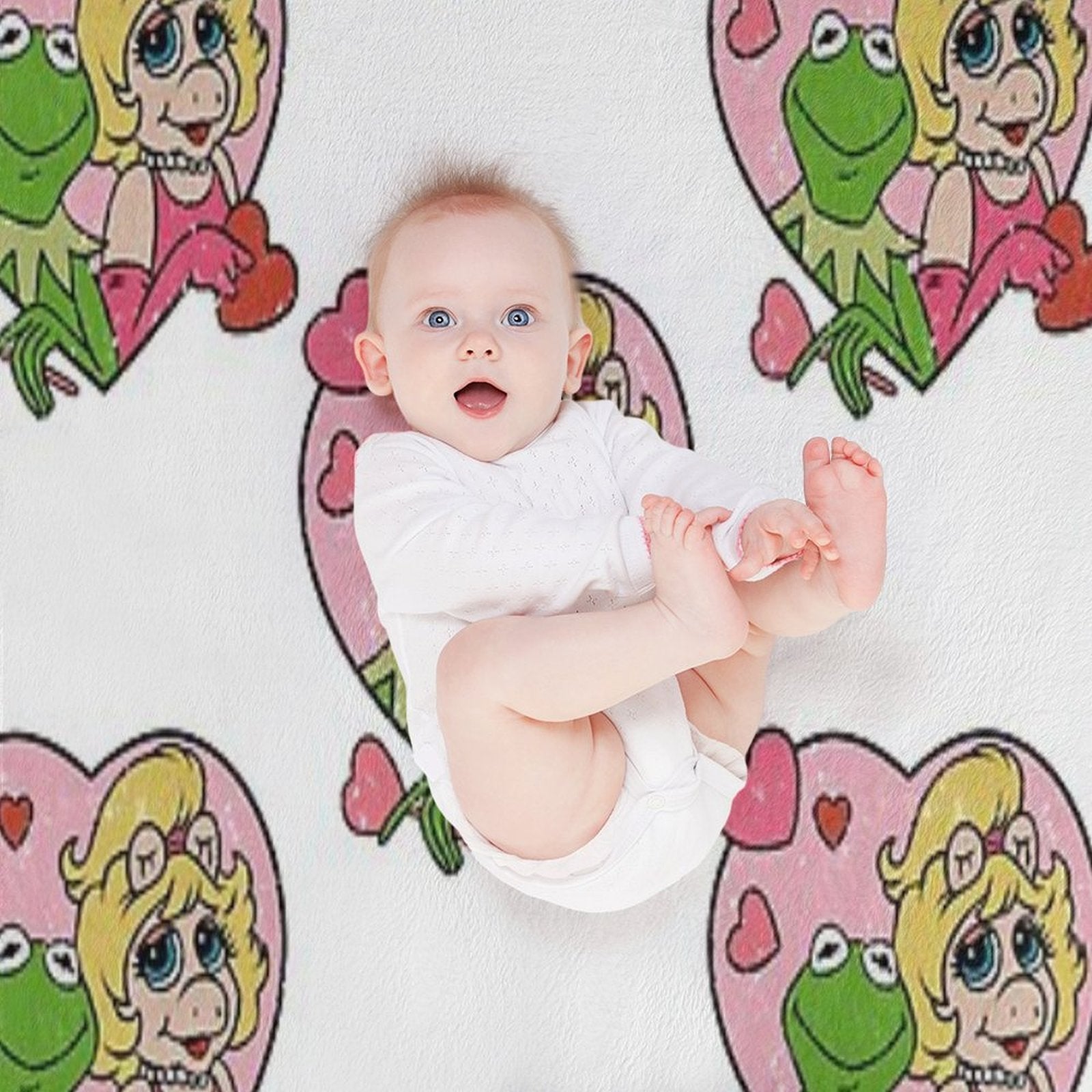 Distressed Kermit And Miss Piggy Plush Throw Blanket