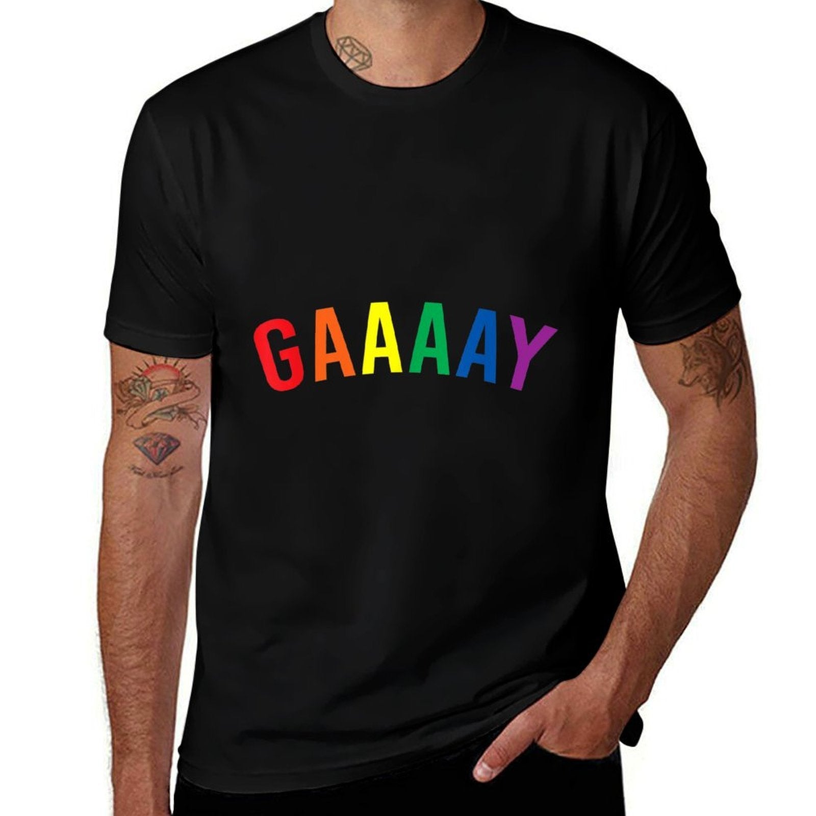 GAAAAY Rainbow - Minimalist Gay Pride  Vintage-inspired T-Shirt