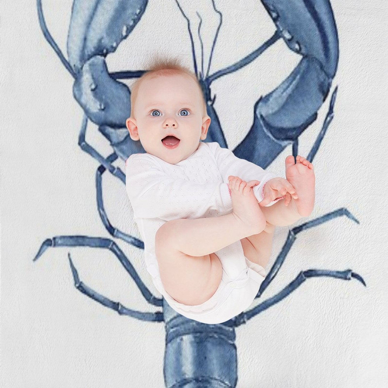 Blue Watercolor Lobster Eco-conscious Throw Blanket