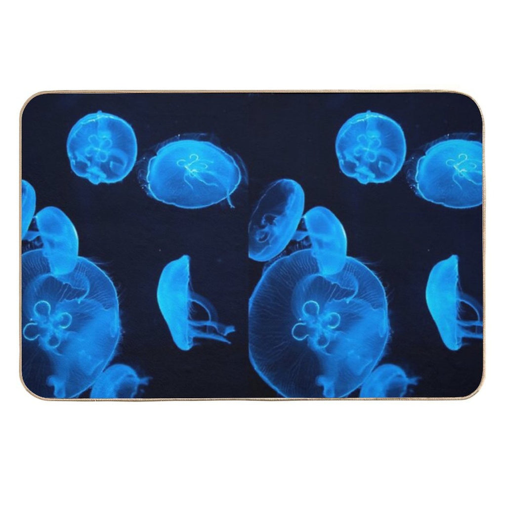 Blue Jellyfish Swimming  Eco-Friendly Bath Mat