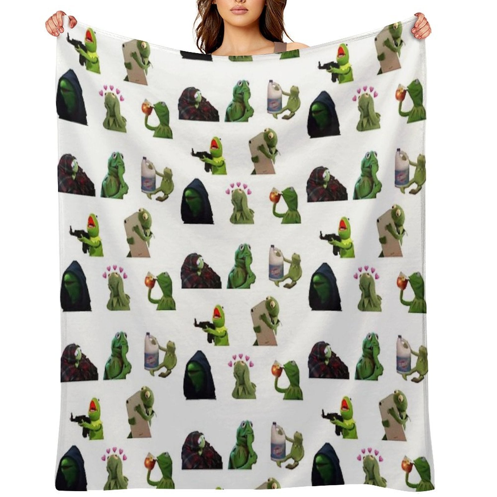 Kermit Meme Sticker Pack Shrink-resistant Throw Blanket