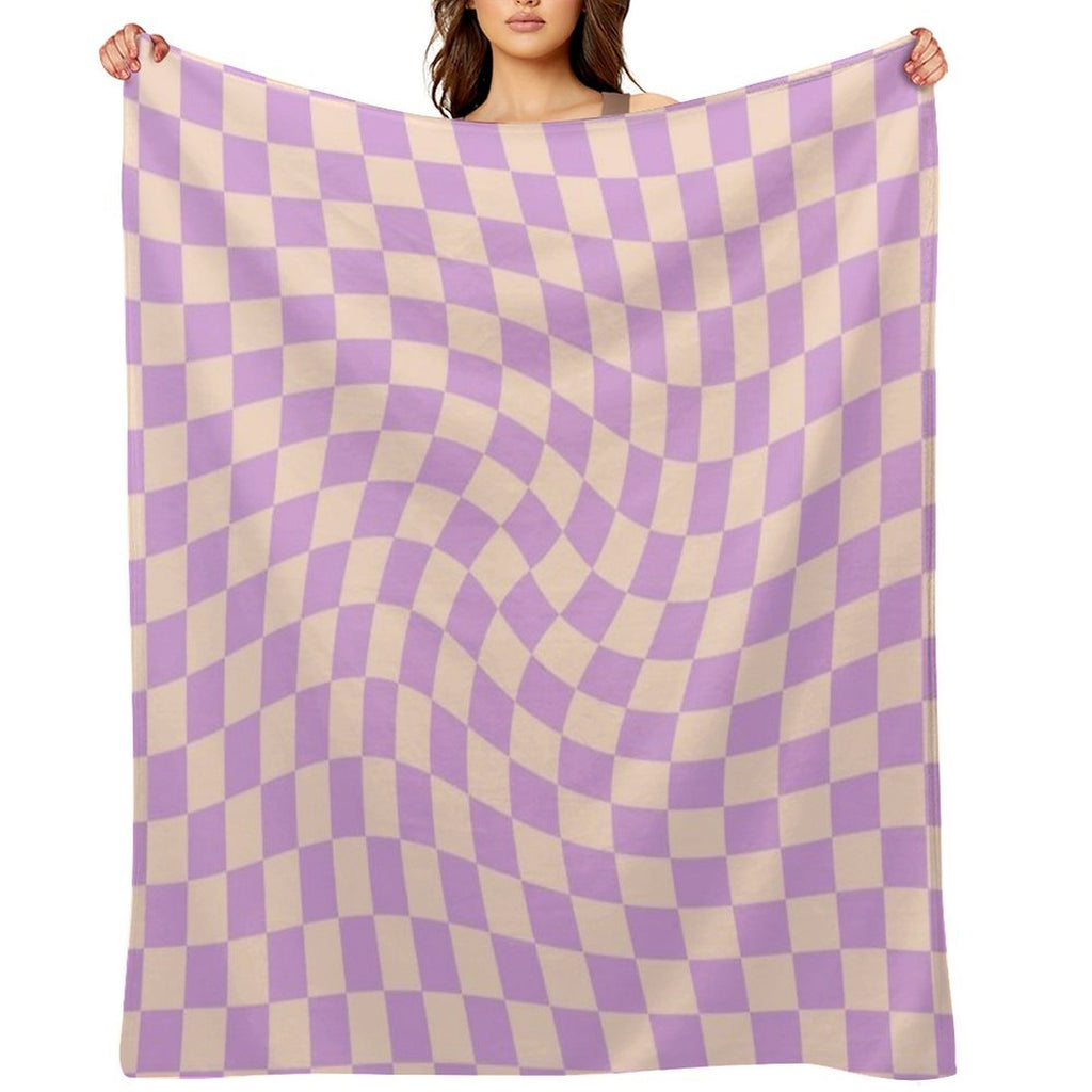 Check V - Lilac Twist Wrinkle-free Throw Blanket