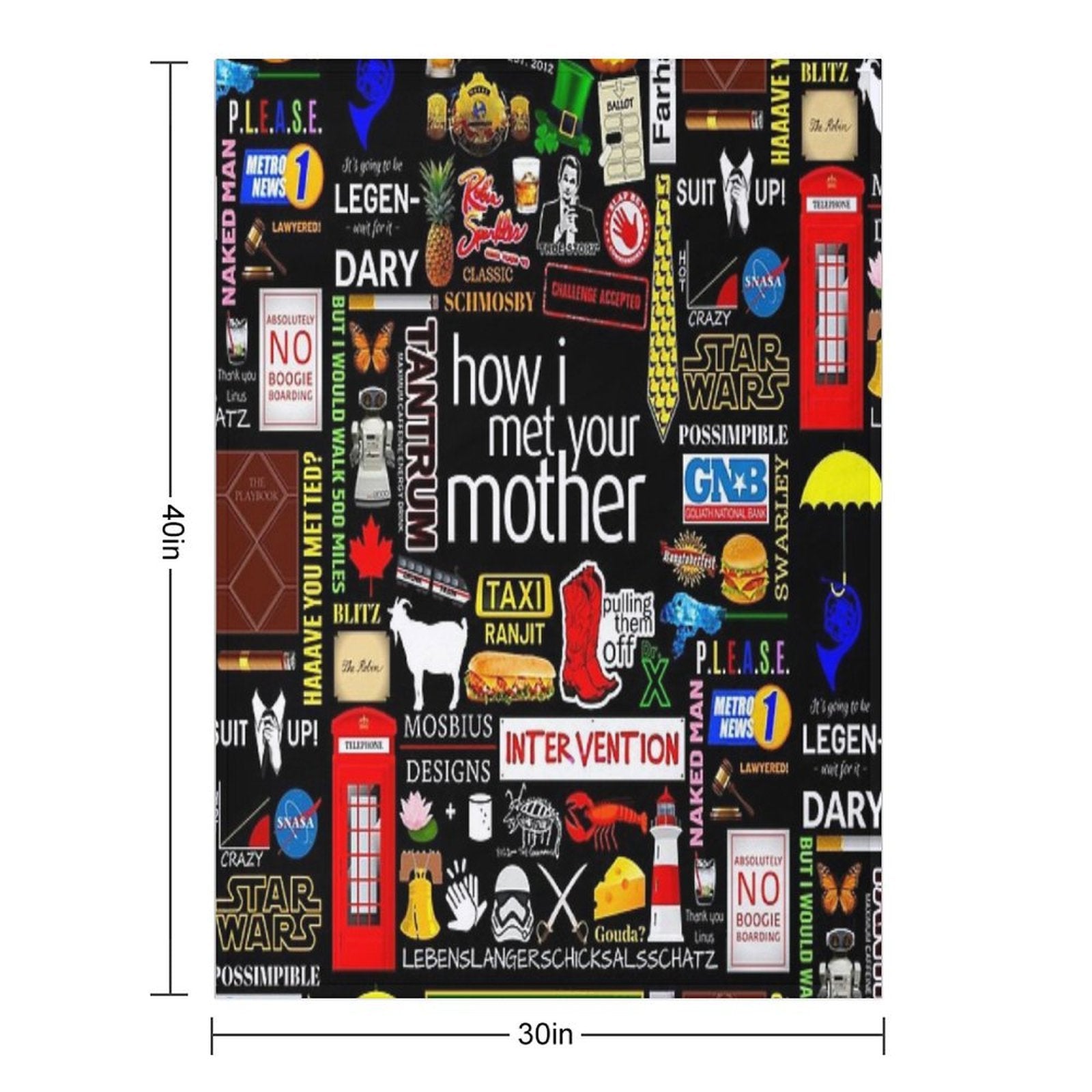 How I Met Your Mother Collage Poster Iconographic - Infographic Travel-friendly Throw Blanket