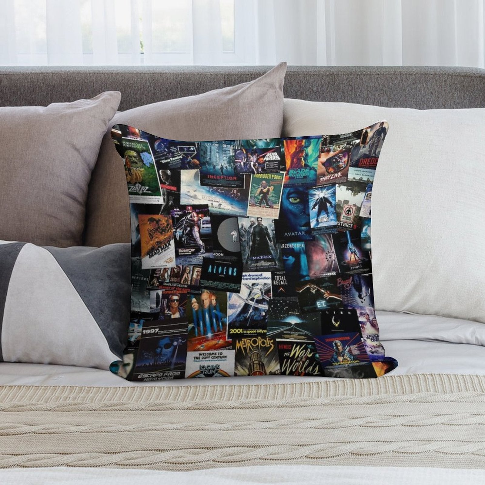 Sci-Fi Movie Posters Soft Luxury Feel Throw Pillow