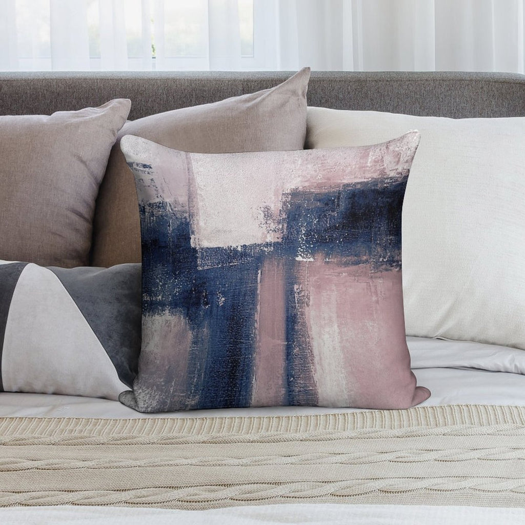 Pink And Navy 3 Soft Durable Construction Throw Pillow