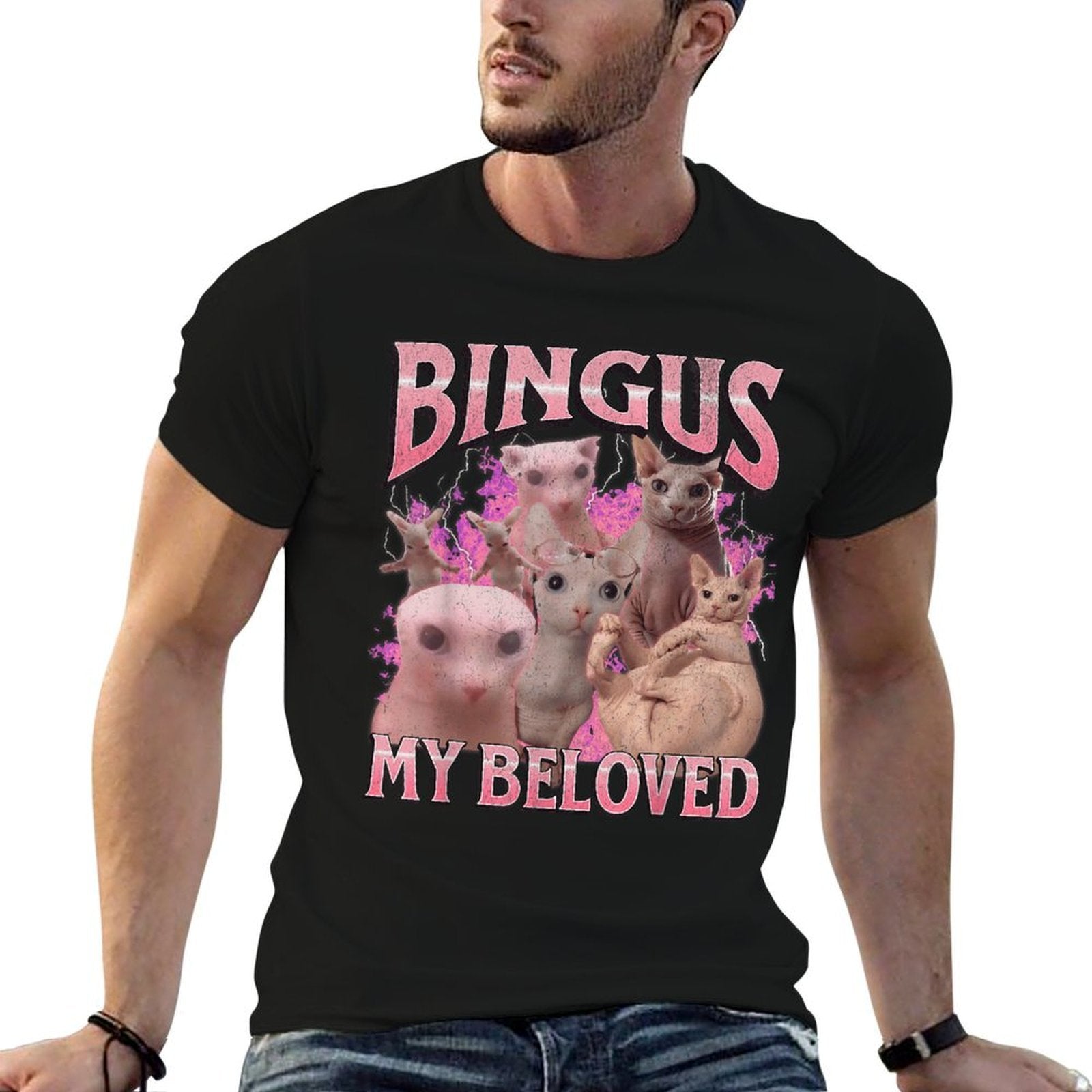 Bingus My Beloved Funny Sphinx Cat Meme Bootleg Graphic for Men Women Kids  Slim-fit Cut T-Shirt