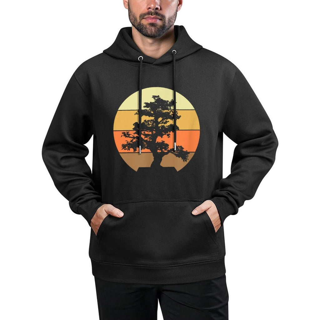 Pacific Ocean Beach Bonsai Tree Sun Retro Vintage Pilling-Resistant Hoodie