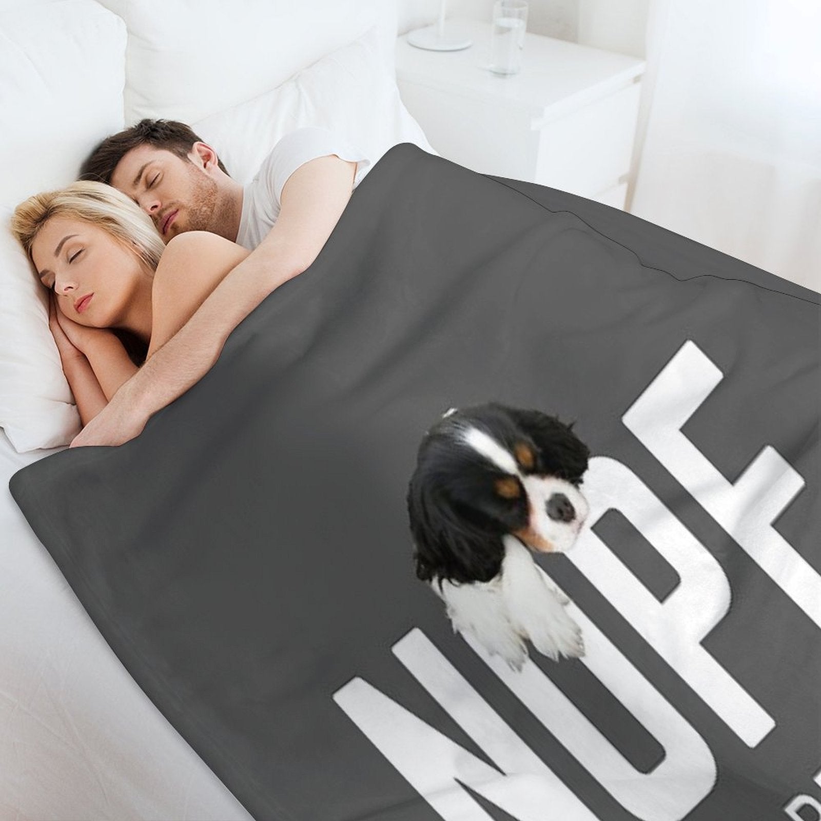 Nope. Not Happening. (Sleepy Cavalier King Charles Spaniel) Eco-conscious Throw Blanket
