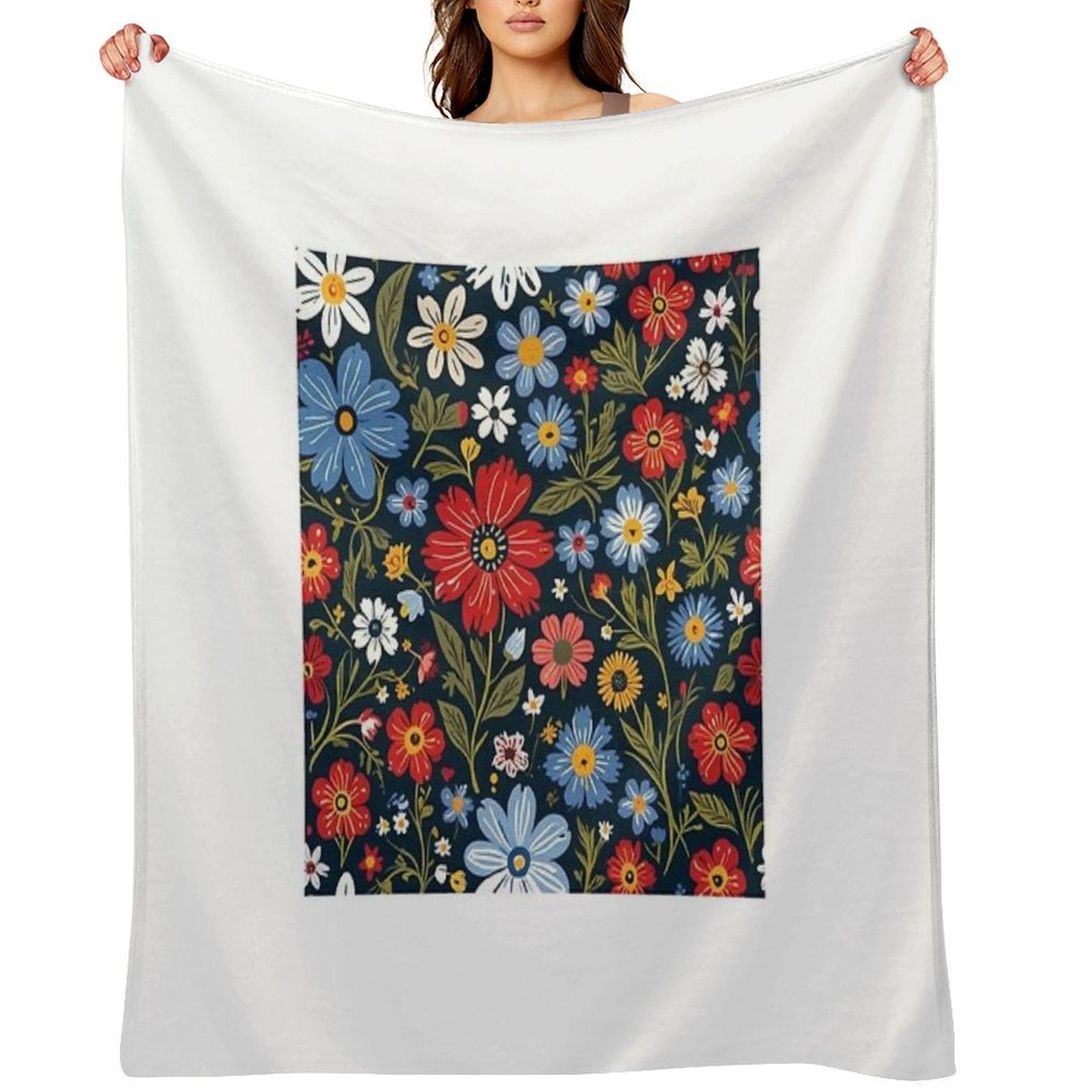 Floral Pattern 3 Multi-functional Throw Blanket
