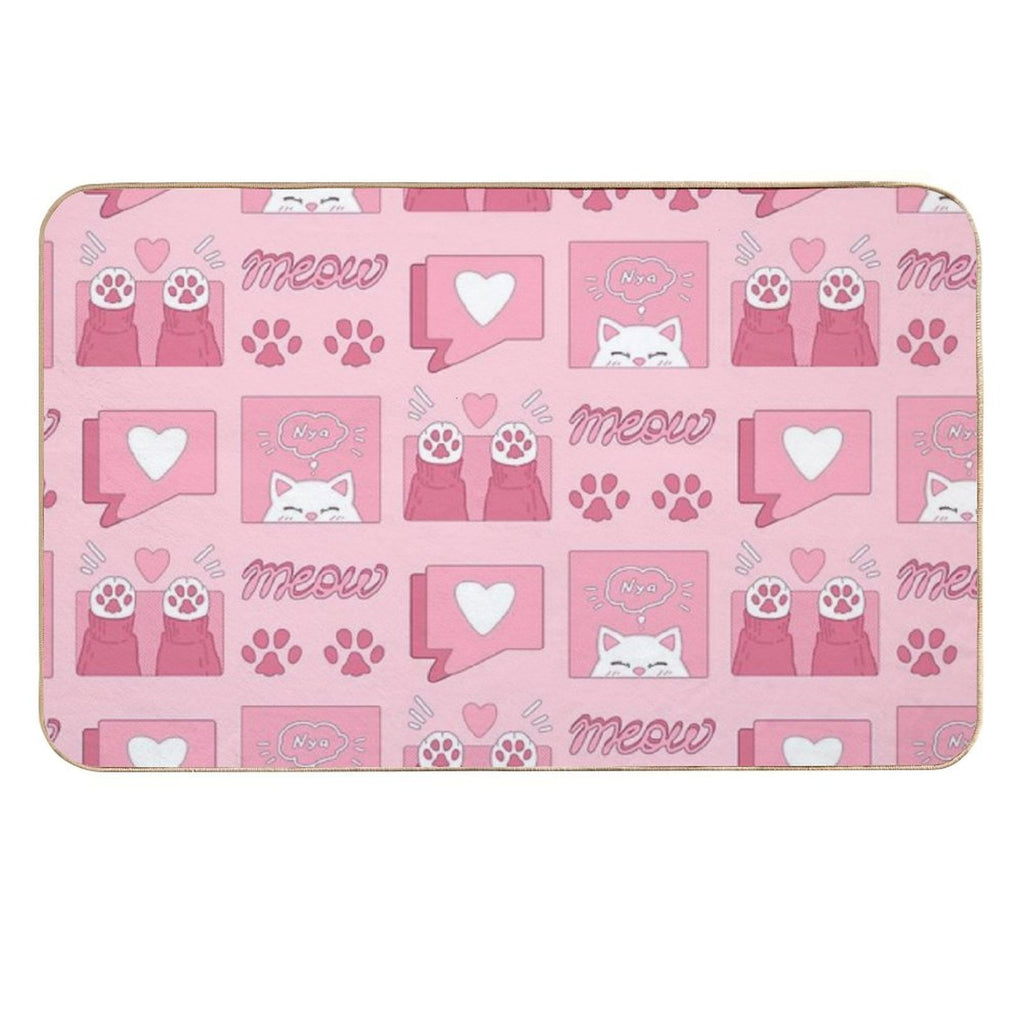 Cute Pink Cat Paws And Love  Multi-Purpose Bath Mat