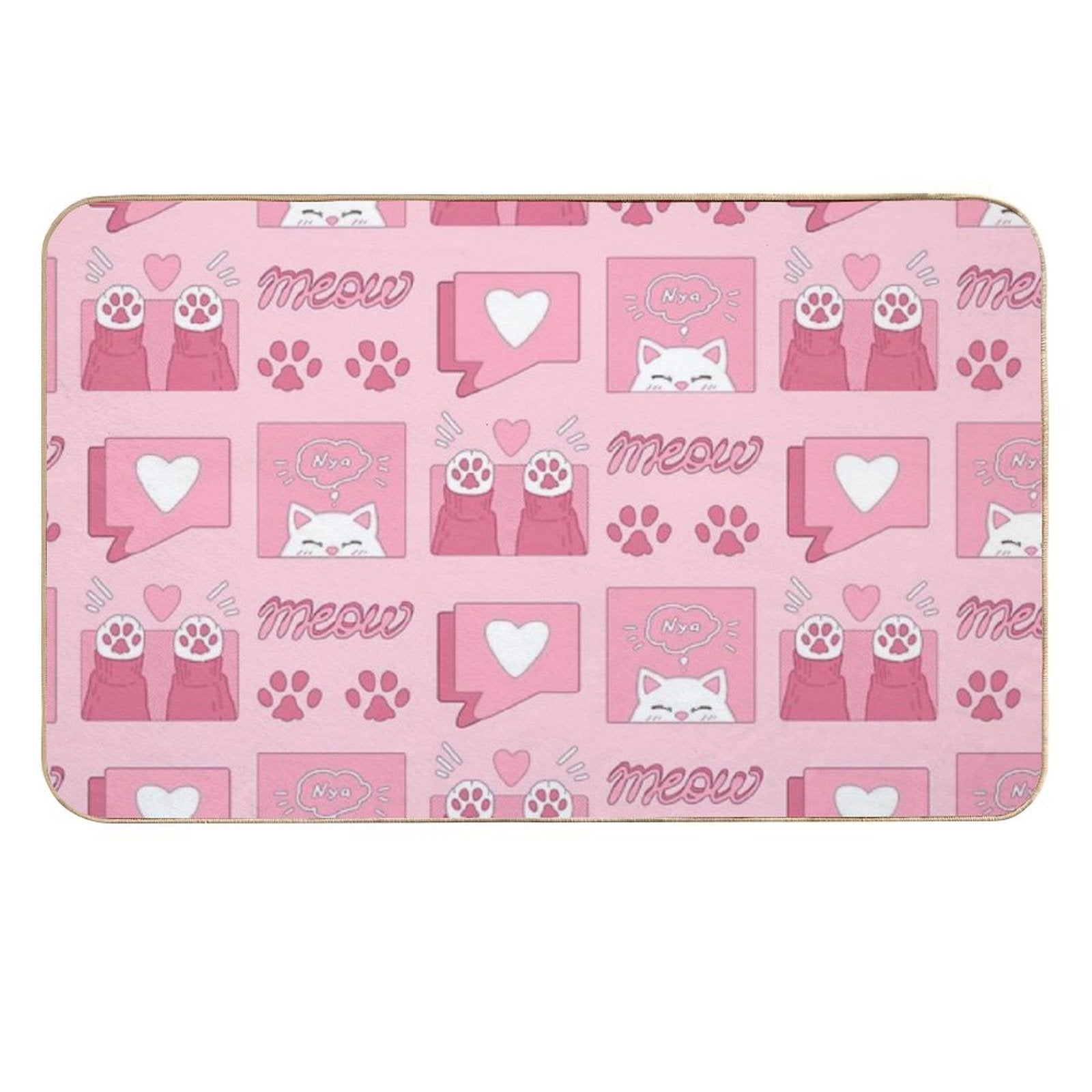 Cute Pink Cat Paws And Love  Multi-Purpose Bath Mat