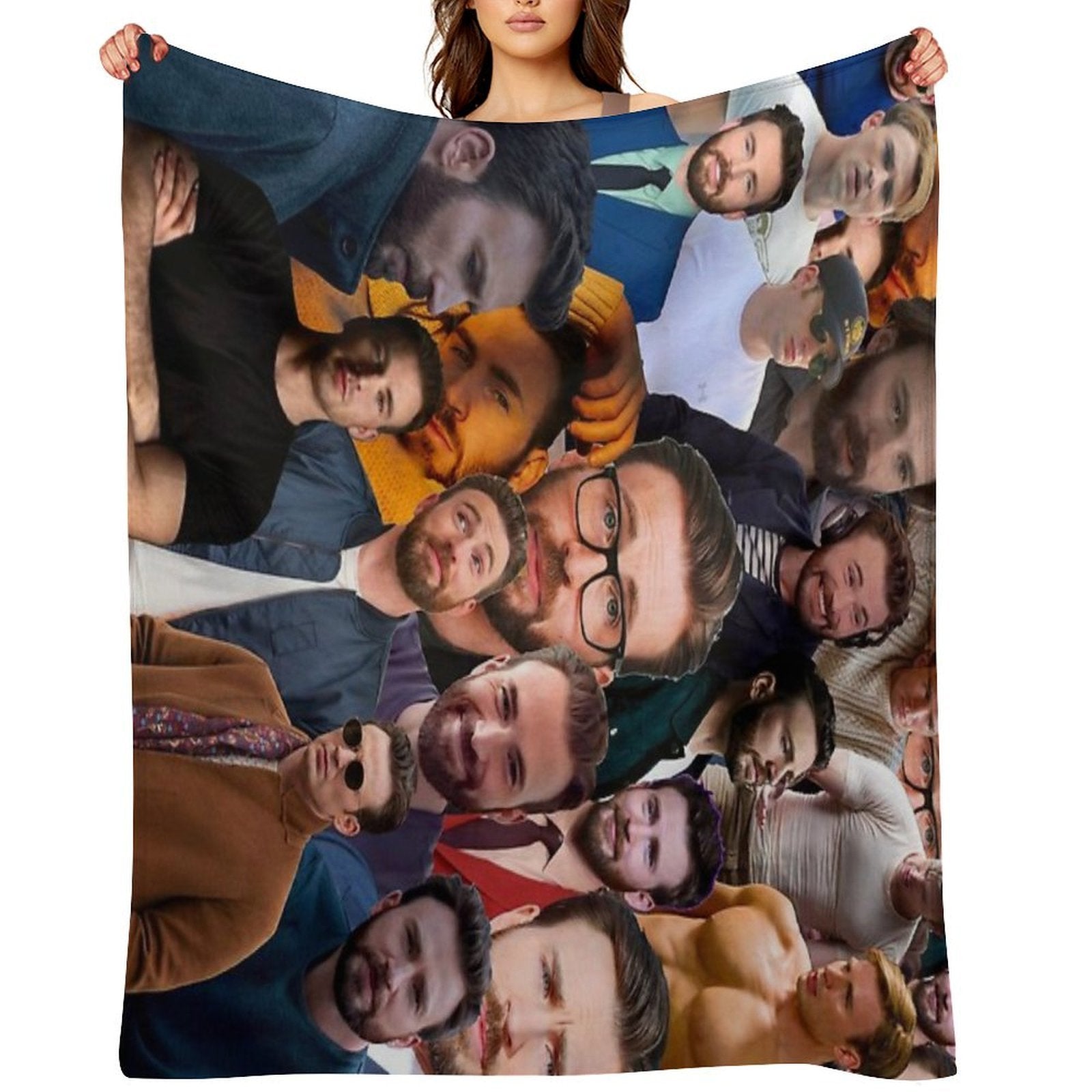 Chris Evans Photo Collage Easy Care Throw Blanket