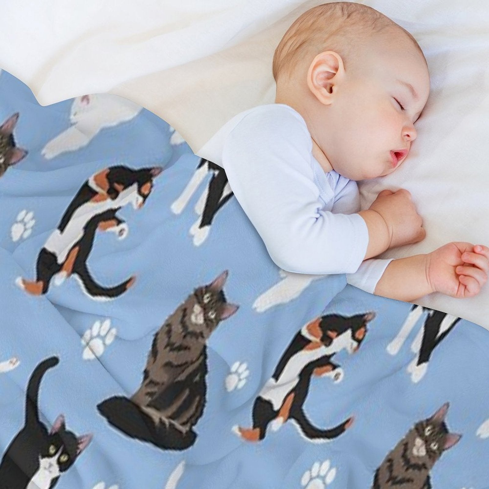Cat Pattern Easy Care Throw Blanket