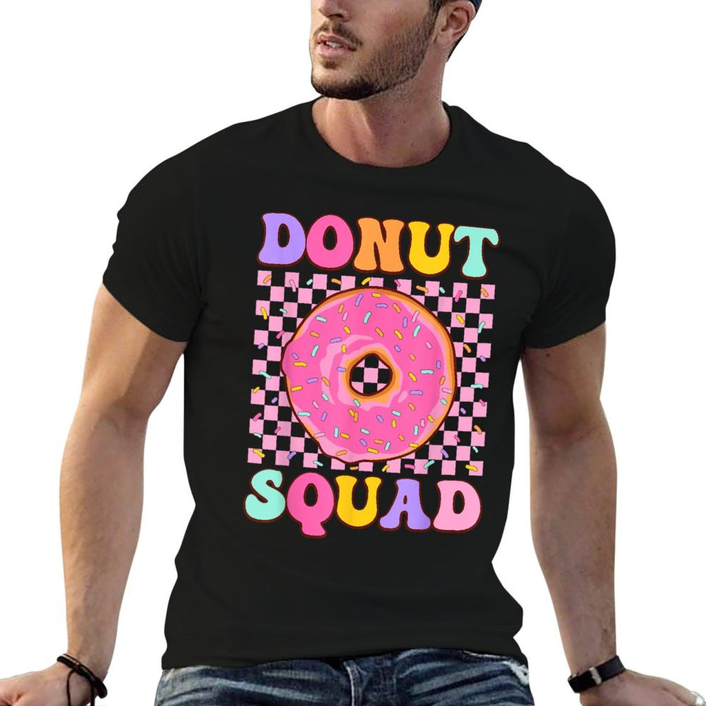 Donut Squad Groovy Donut Lover Birthday Party Girls  Heathered Texture T-Shirt