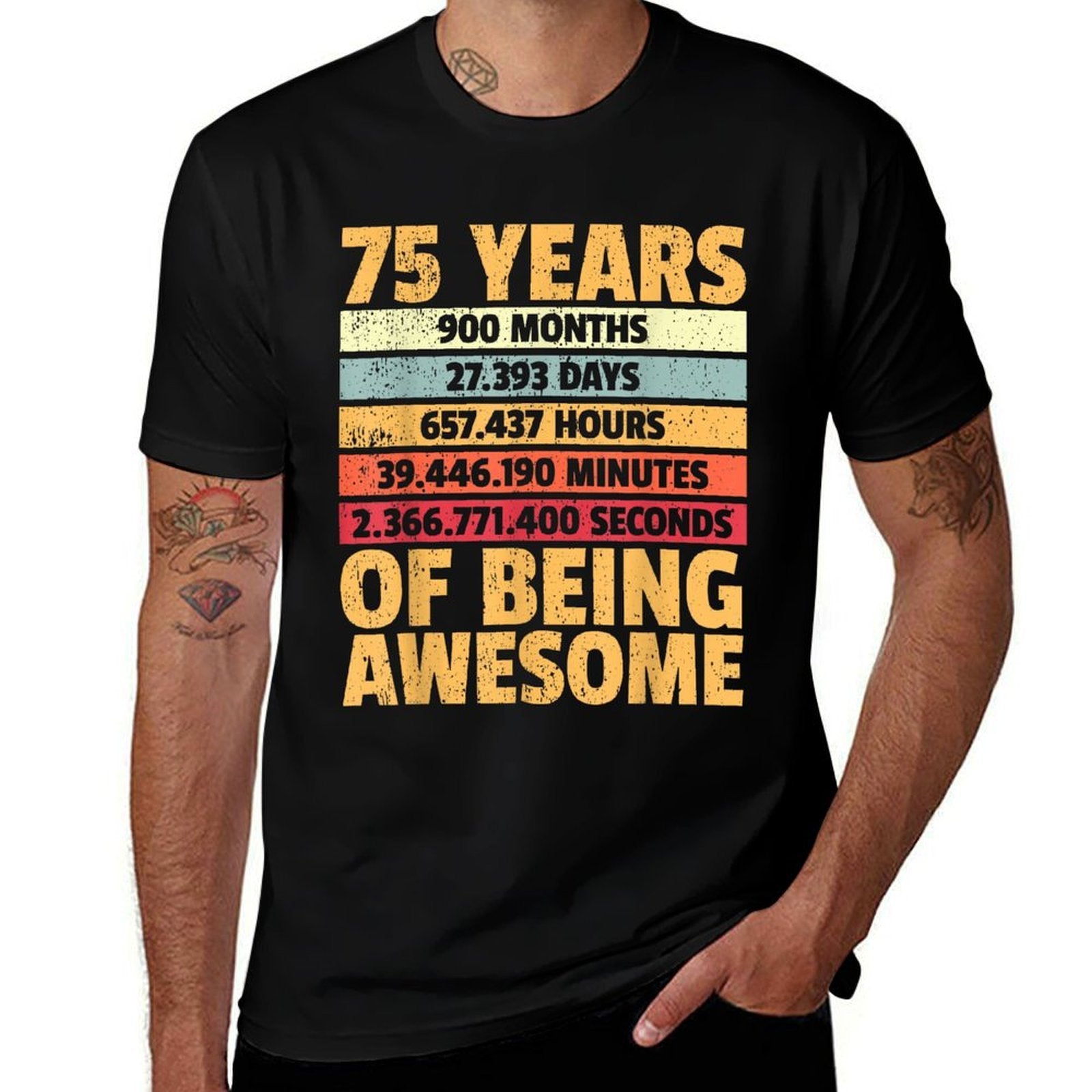 75 Years Awesome I Days Hours Minutes I 75th Birthday  Summer-ready Fabric T-Shirt