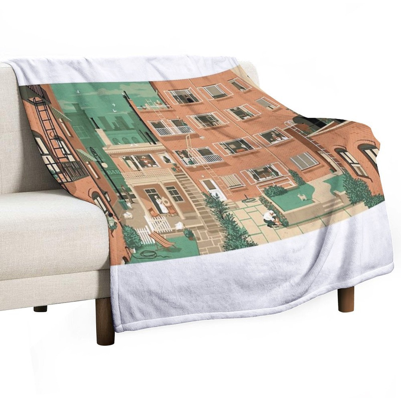 Travel Posters - Hitchcock's Rear Window - Greenwitch Village New York Sustainable Throw Blanket