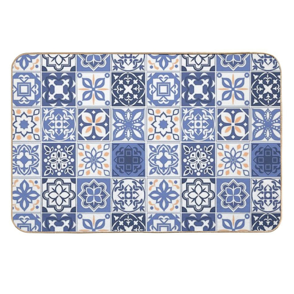 Blue Portuguese Tile  Non-Slip Bath Mat