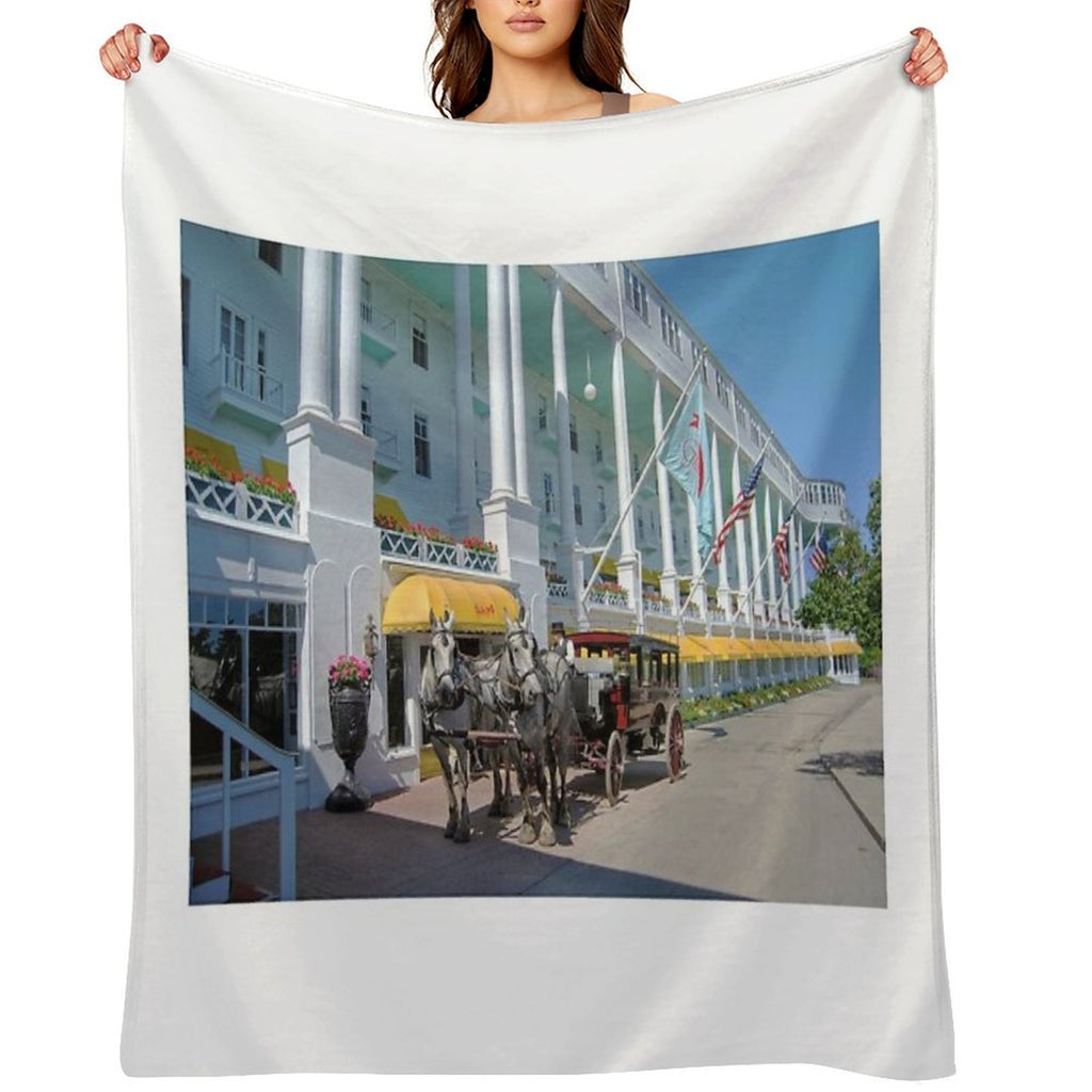 Carriage at The Grand Hotel, Mackinac Island, Michigan Compact Throw Blanket