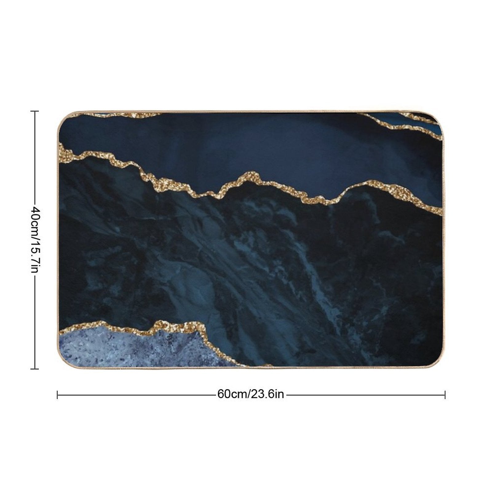 Navy And Gold Agate Watercolor Textures  Stain-Proof Bath Mat