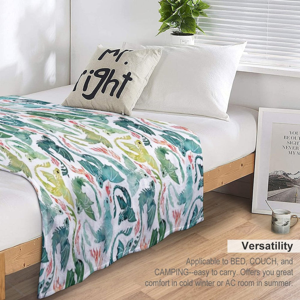 Dragon Fire Turquoise & Green Travel-friendly Throw Blanket