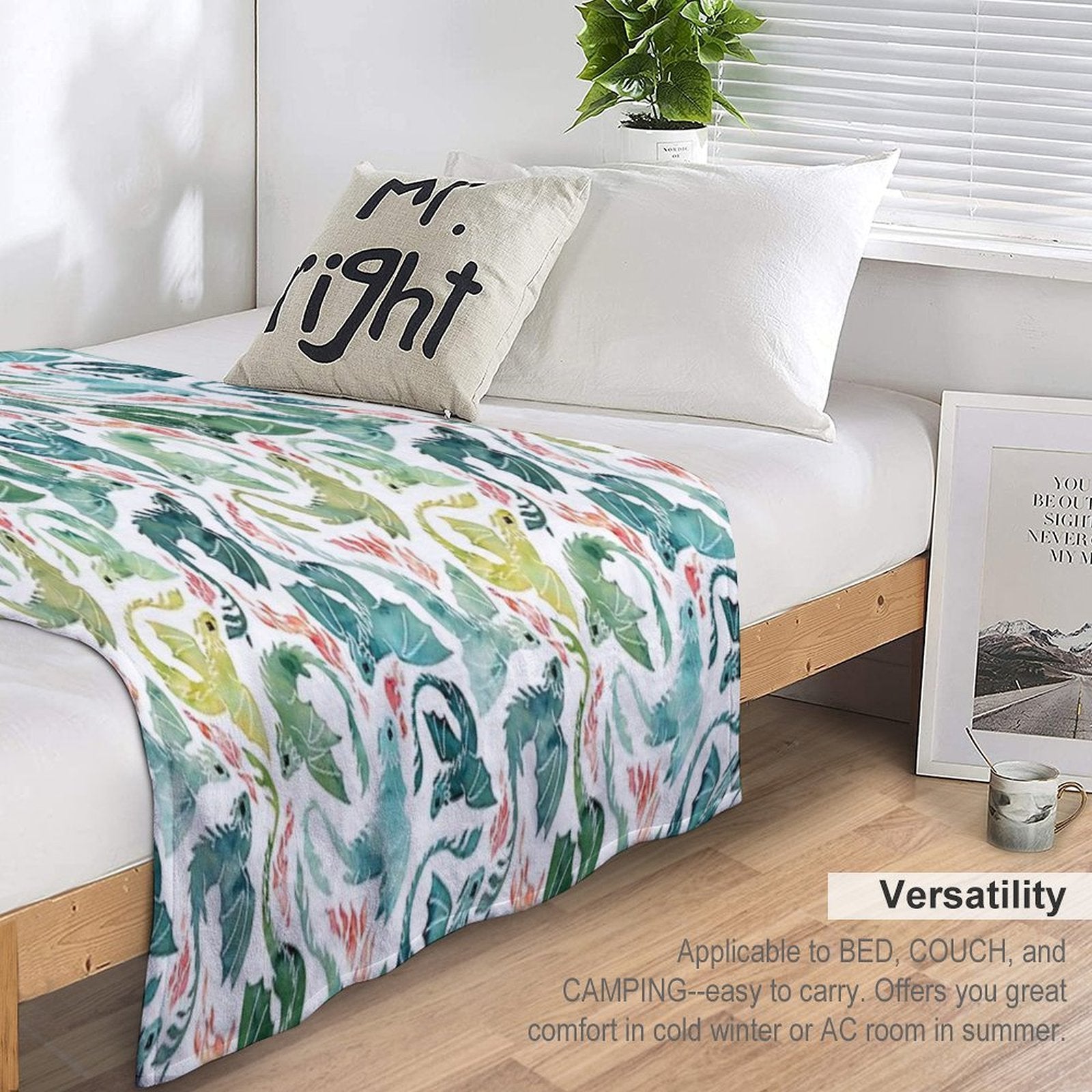 Dragon Fire Turquoise & Green Travel-friendly Throw Blanket