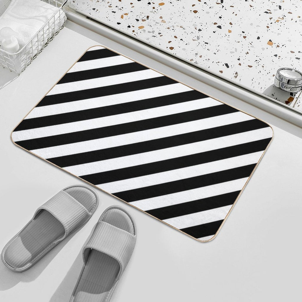Black And White Diagonal Stripe Duvet Cover Phone Case  Fade-Resistant Bath Mat