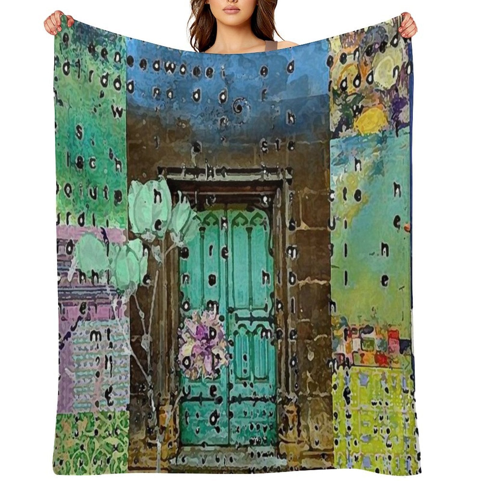 Teal Door Abstract Art Comfort Throw Blanket