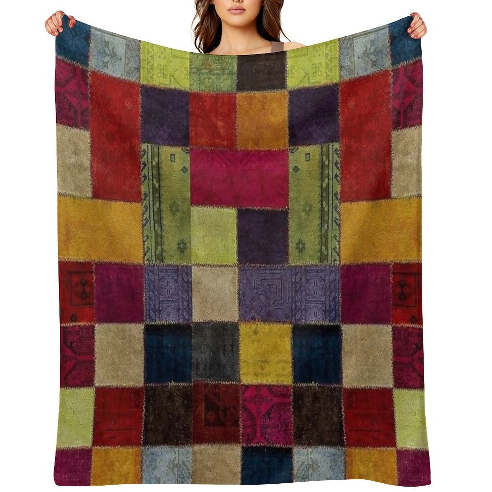 Tradional Oriental Rug Collage Easy Care Throw Blanket