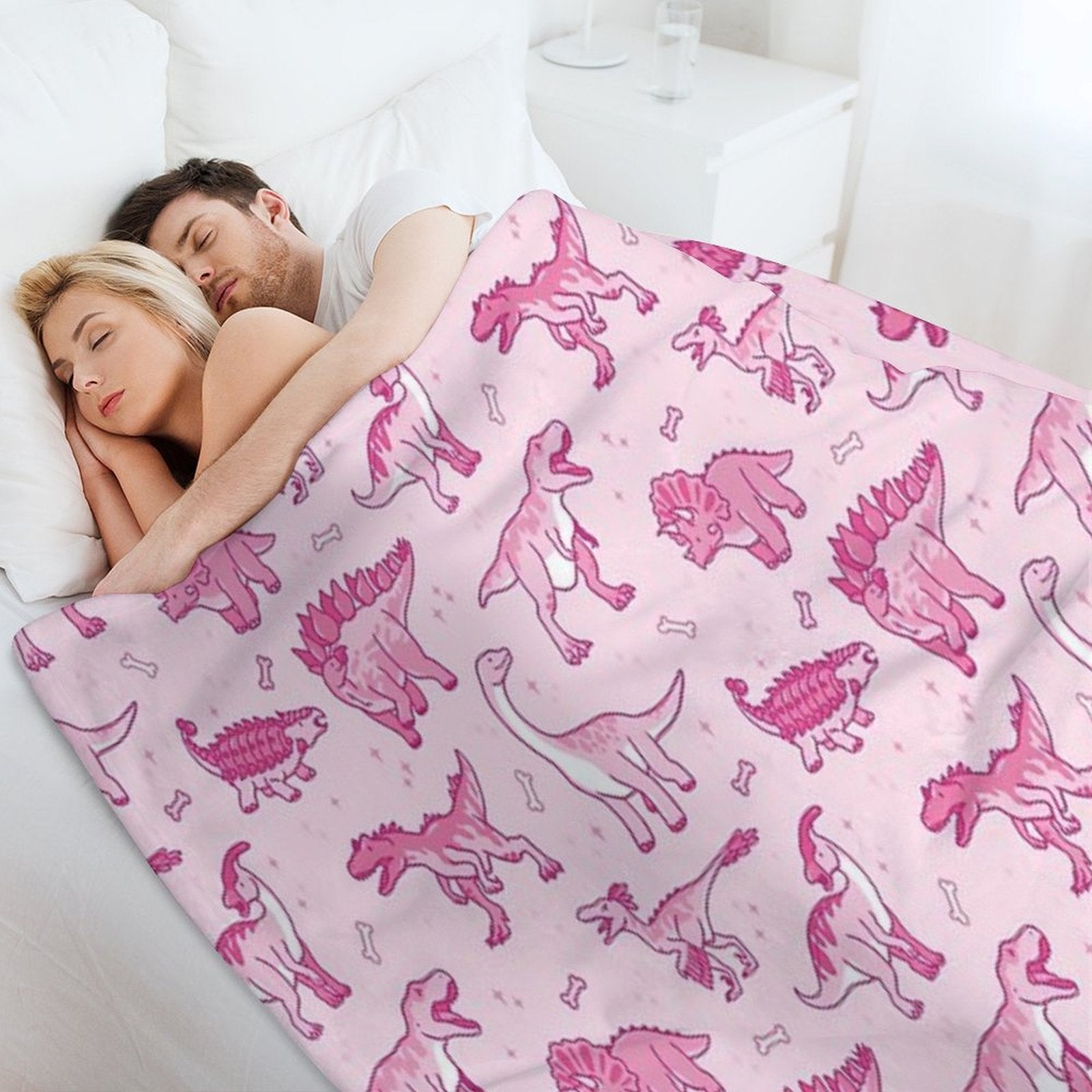 Pink And Sparkly Dinos Eco-conscious Throw Blanket